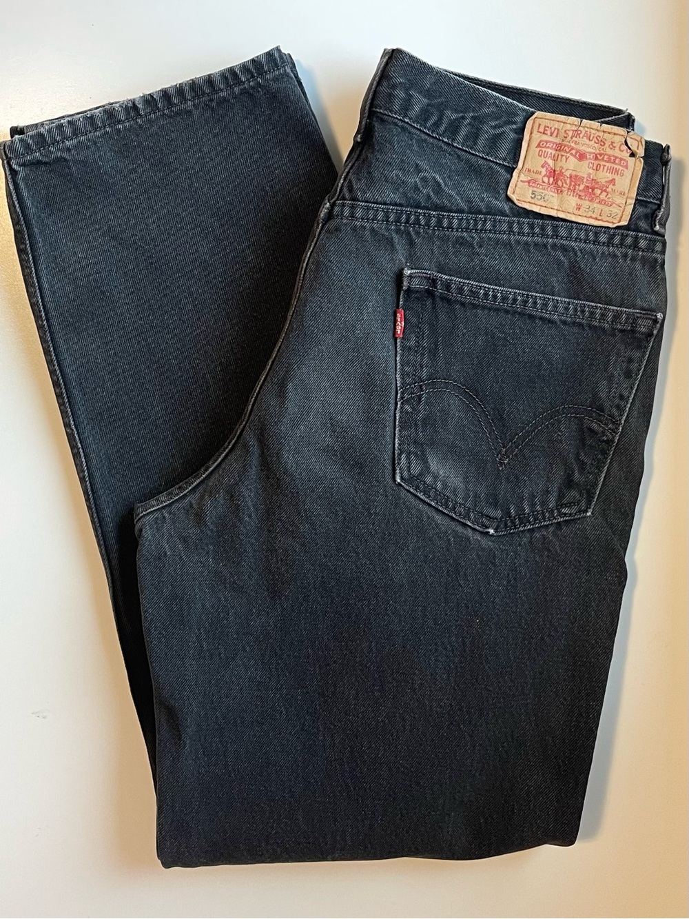 Vintage Levi's 550 Jeans - Black Wash Straight Leg & Relaxed Fit - Size 34 | 32